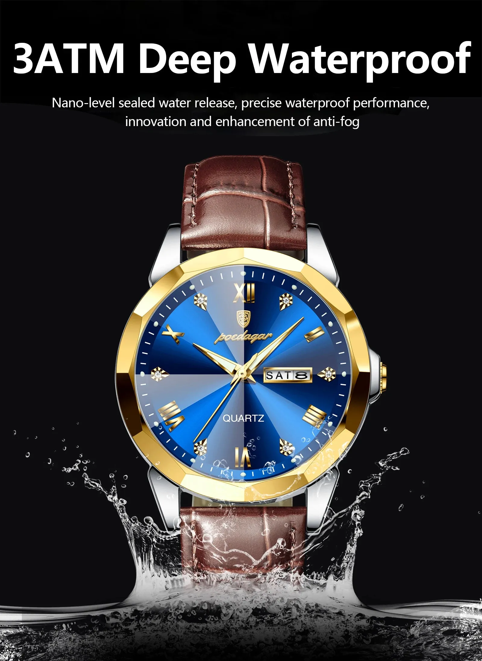 Luxury Men's Quartz Leather Watch
