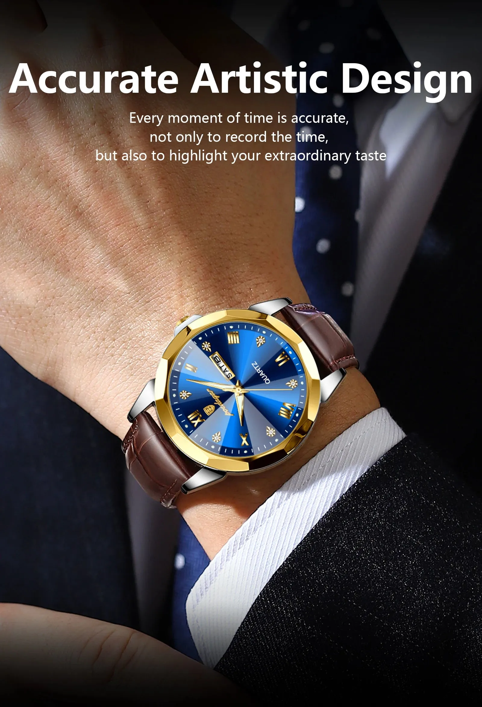 Luxury Men's Quartz Leather Watch