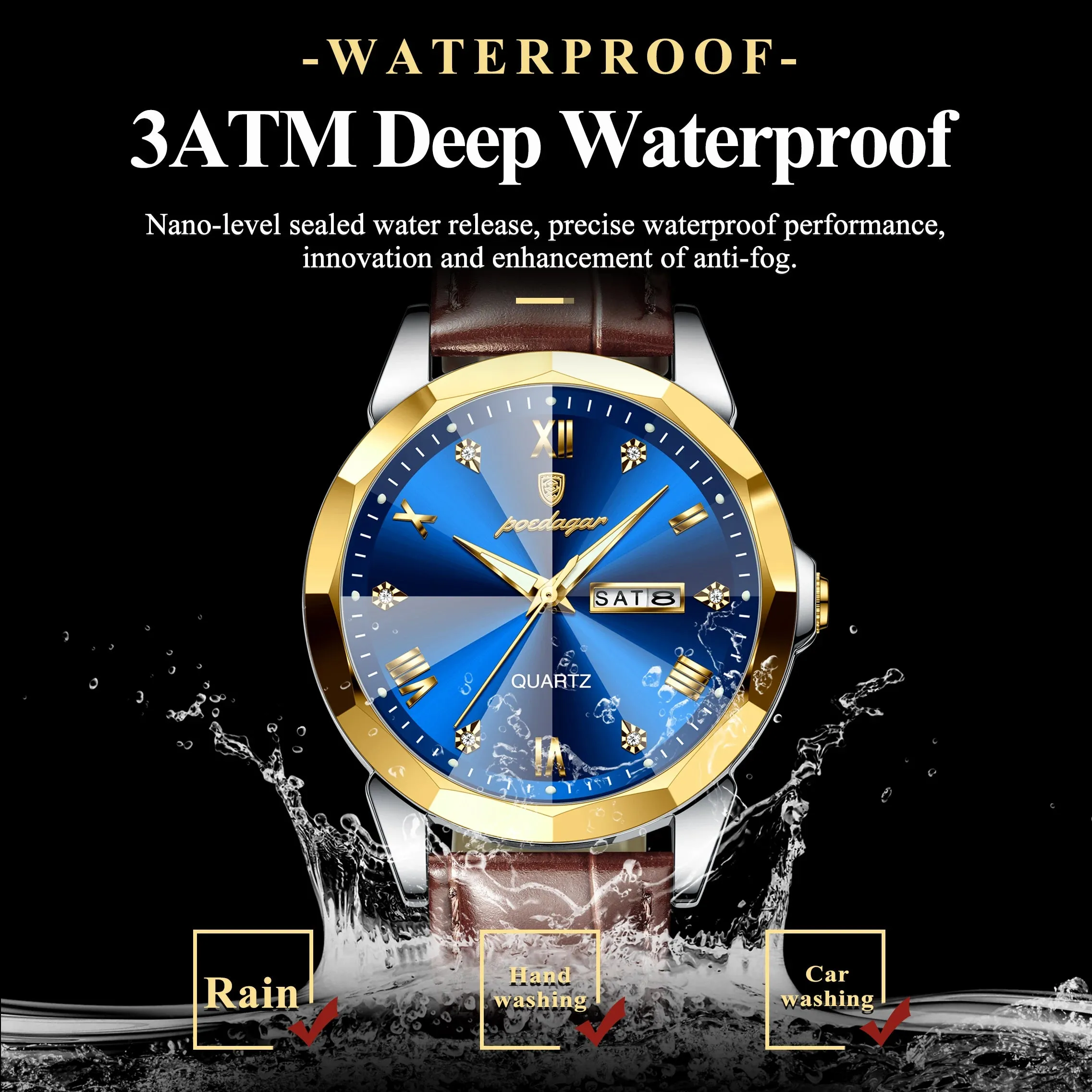 Luxury Men's Quartz Leather Watch