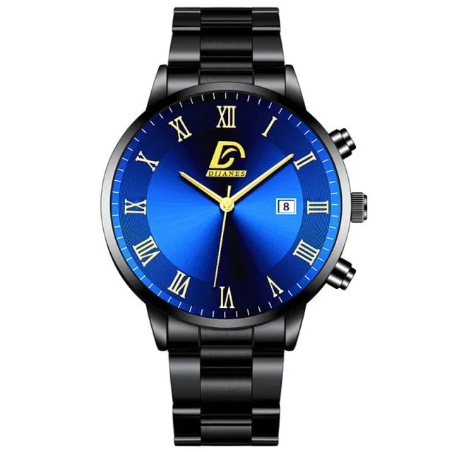 Luxury Minimalist Calendar Quartz Wrist Watch Men Business Casual Watch