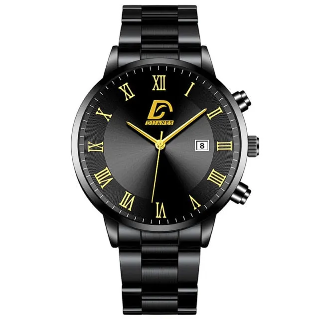 Luxury Minimalist Calendar Quartz Wrist Watch Men Business Casual Watch