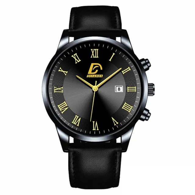 Luxury Minimalist Calendar Quartz Wrist Watch Men Business Casual Watch