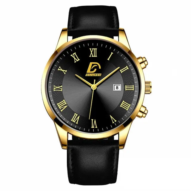 Luxury Minimalist Calendar Quartz Wrist Watch Men Business Casual Watch