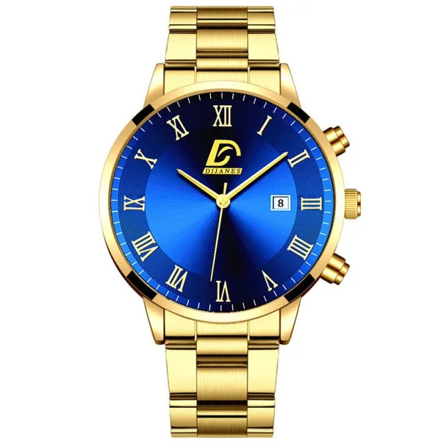 Luxury Minimalist Calendar Quartz Wrist Watch Men Business Casual Watch