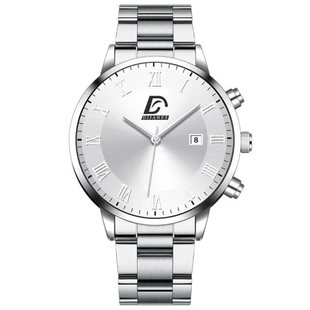 Luxury Minimalist Calendar Quartz Wrist Watch Men Business Casual Watch