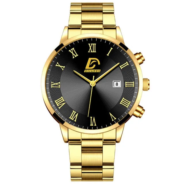 Luxury Minimalist Calendar Quartz Wrist Watch Men Business Casual Watch
