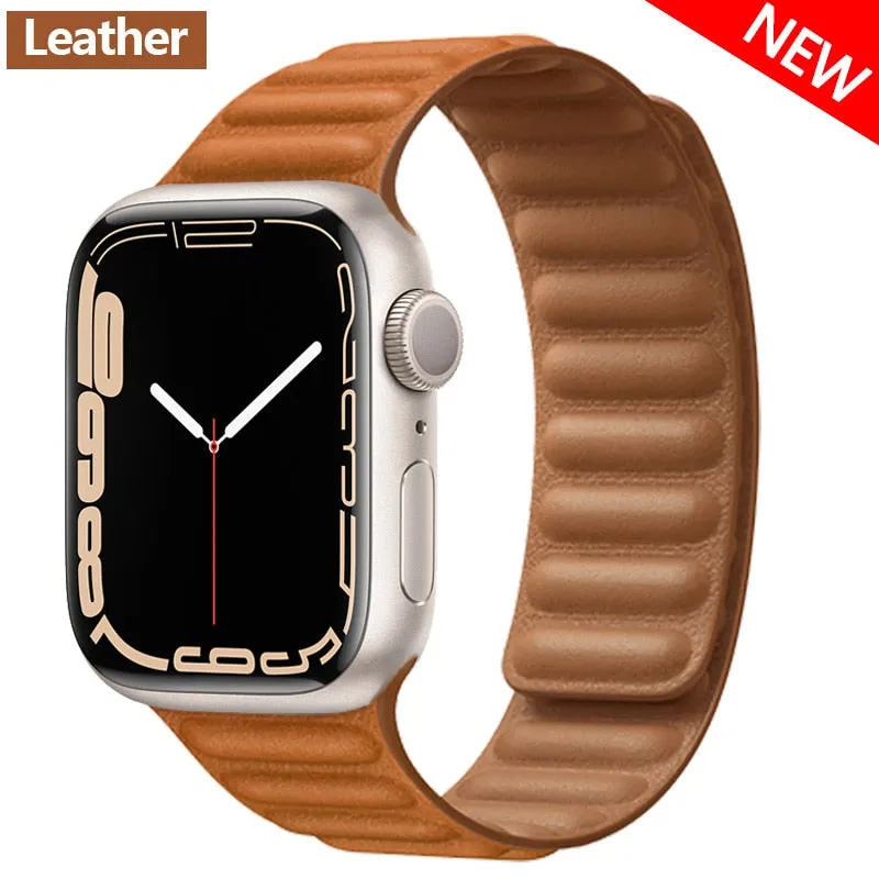 Magnetic Strap Leather Smart Watch Band