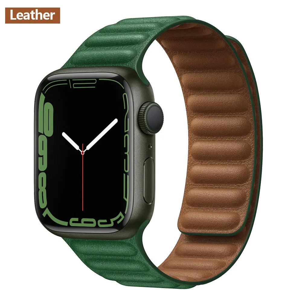 Magnetic Strap Leather Smart Watch Band