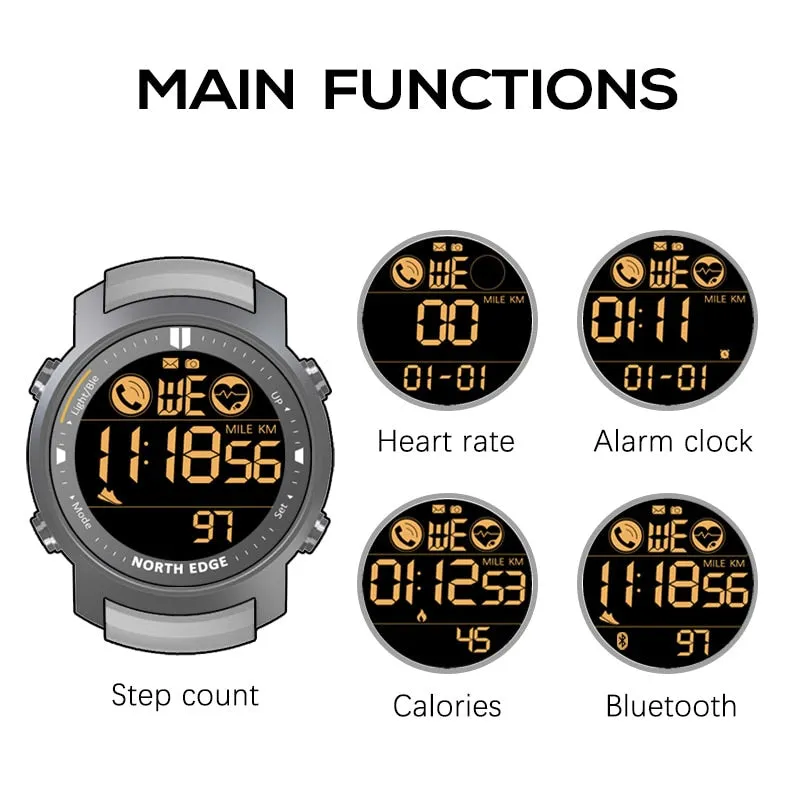 Men Digital Watch Military Waterproof 50M Running Sports Pedometer Stopwatch Watch