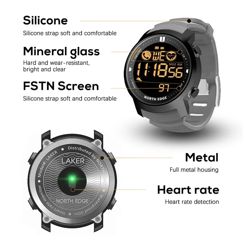 Men Digital Watch Military Waterproof 50M Running Sports Pedometer Stopwatch Watch