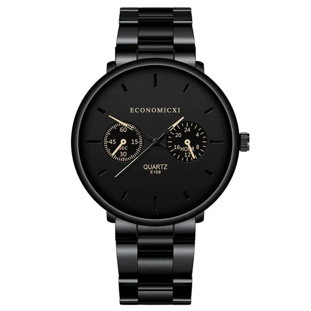 Men Watches Blue Pointer Casual Fashion Stainless Steel Strap.