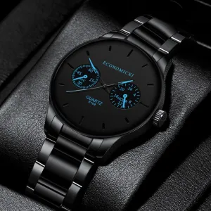 Men Watches Blue Pointer Casual Fashion Stainless Steel Strap.