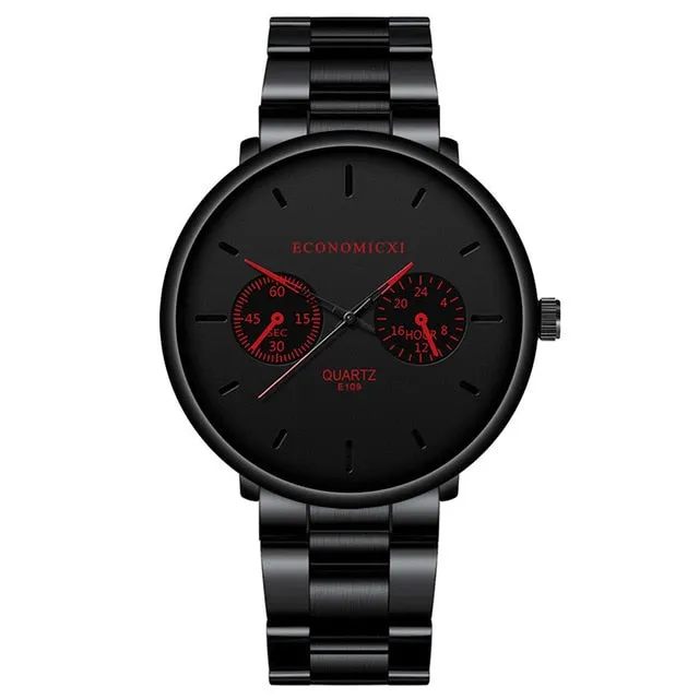 Men Watches Blue Pointer Casual Fashion Stainless Steel Strap.