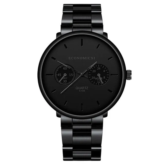 Men Watches Blue Pointer Casual Fashion Stainless Steel Strap.