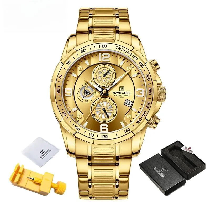 Men Wristwatch Stainless Steel Multifunction Waterproof Watches
