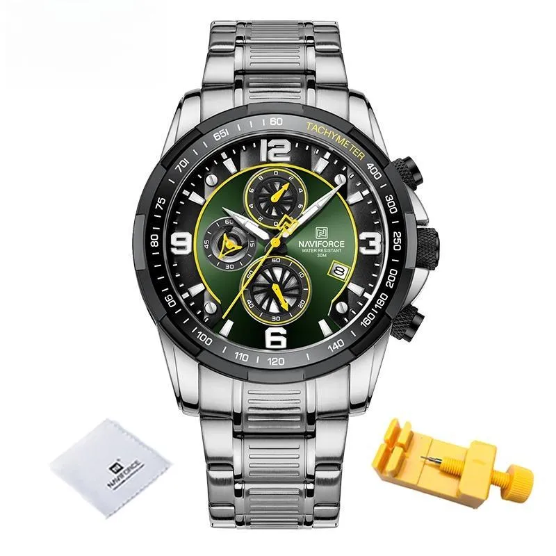Men Wristwatch Stainless Steel Multifunction Waterproof Watches