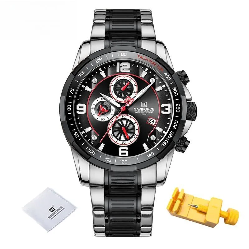Men Wristwatch Stainless Steel Multifunction Waterproof Watches