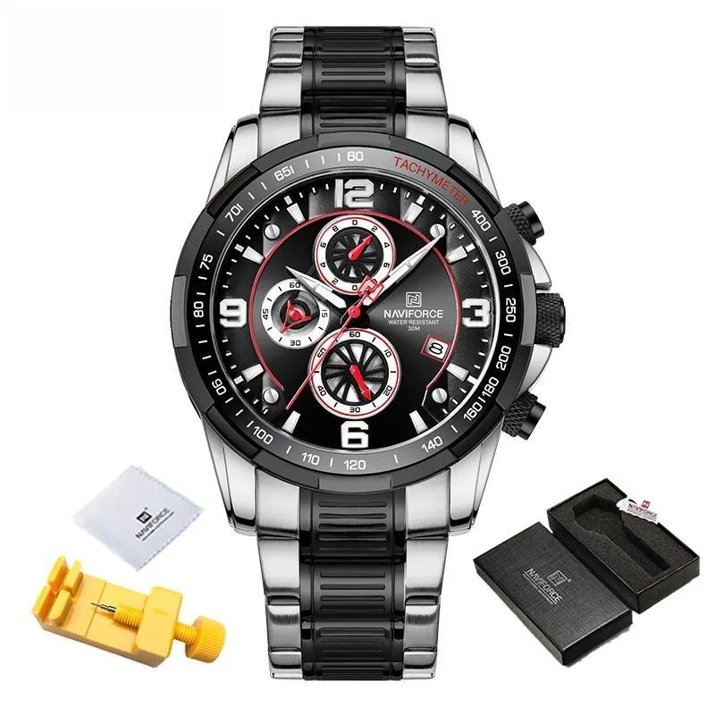 Men Wristwatch Stainless Steel Multifunction Waterproof Watches