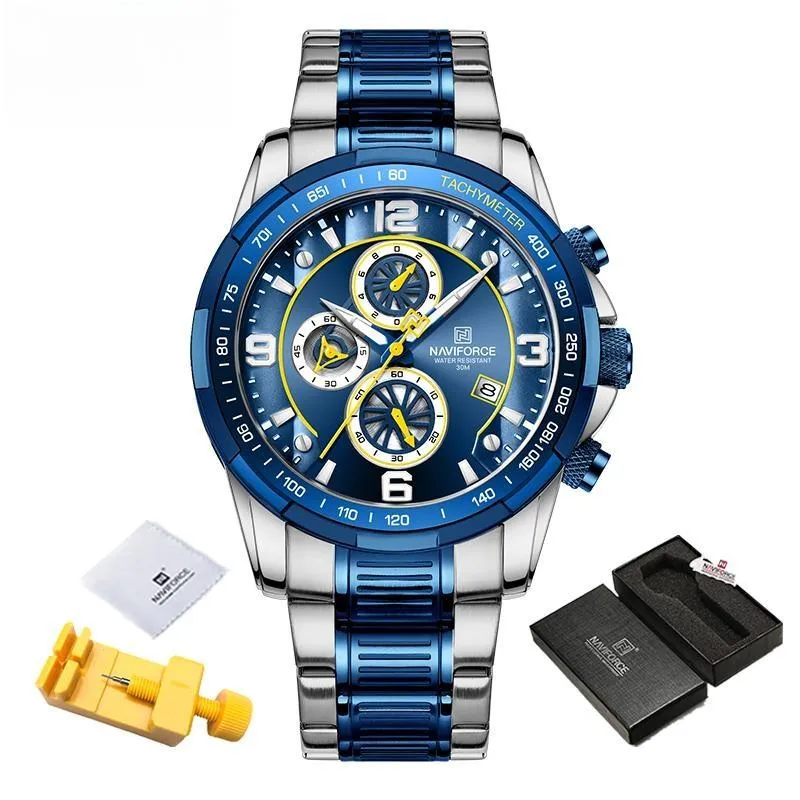 Men Wristwatch Stainless Steel Multifunction Waterproof Watches
