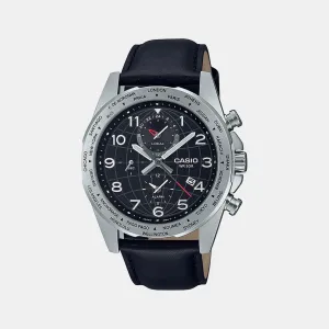 Men's Black Chronograph Leather Watch A2149 - MTP-W500L-1AVDF