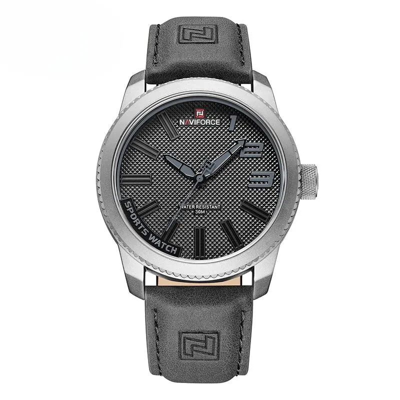 Military, sporty, shock-resistant leather watch
