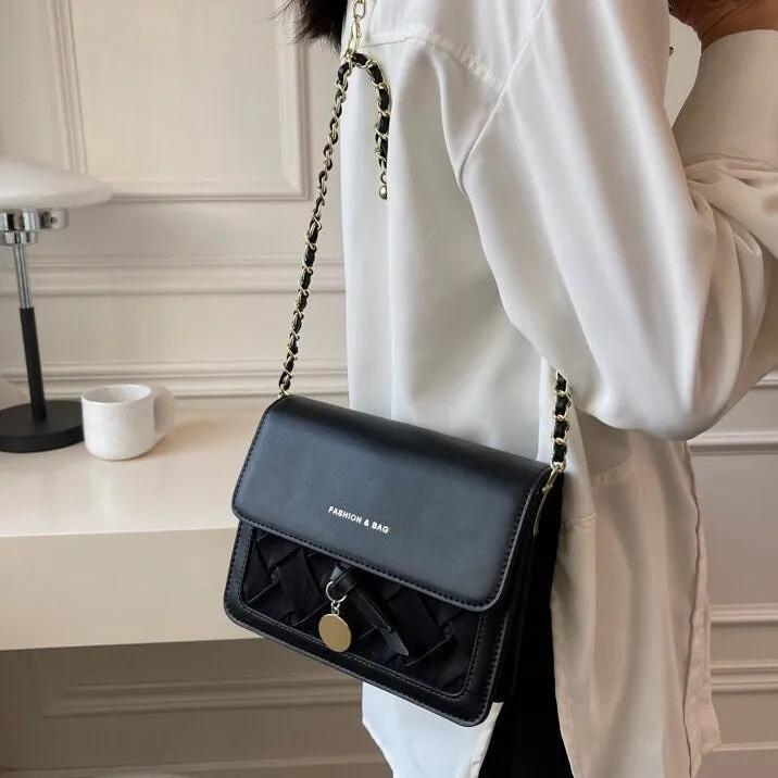 Minimalist Vegan Leather Crossbody Bag, Design Luxury Shoulder Handbag, Elegant Evening Clutch Bag for Women, Retro Square Messenger Bag