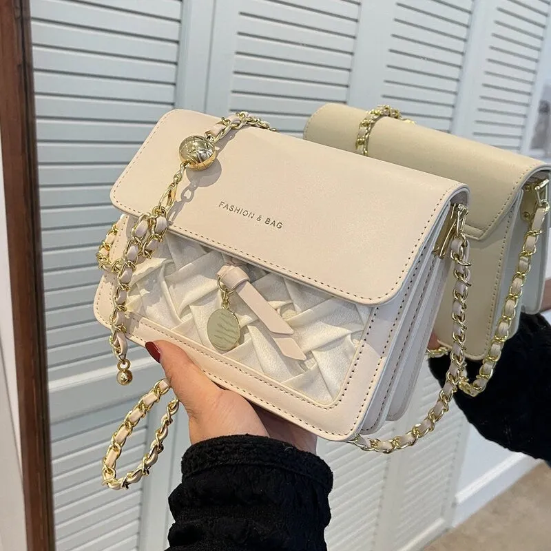 Minimalist Vegan Leather Crossbody Bag, Design Luxury Shoulder Handbag, Elegant Evening Clutch Bag for Women, Retro Square Messenger Bag