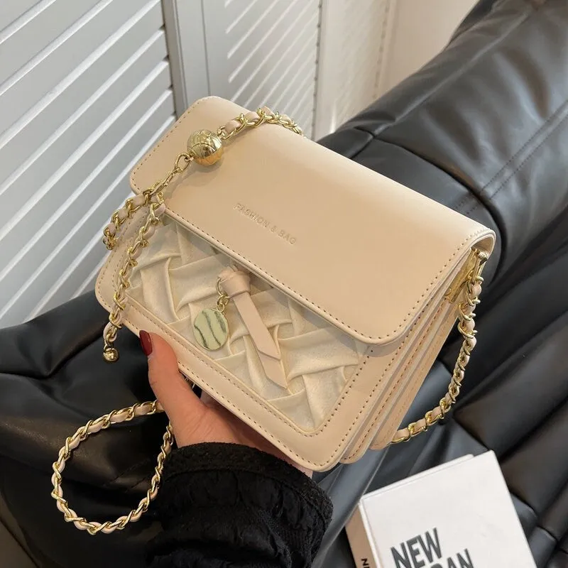 Minimalist Vegan Leather Crossbody Bag, Design Luxury Shoulder Handbag, Elegant Evening Clutch Bag for Women, Retro Square Messenger Bag