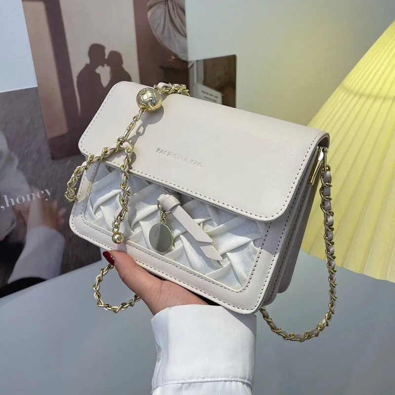 Minimalist Vegan Leather Crossbody Bag, Design Luxury Shoulder Handbag, Elegant Evening Clutch Bag for Women, Retro Square Messenger Bag