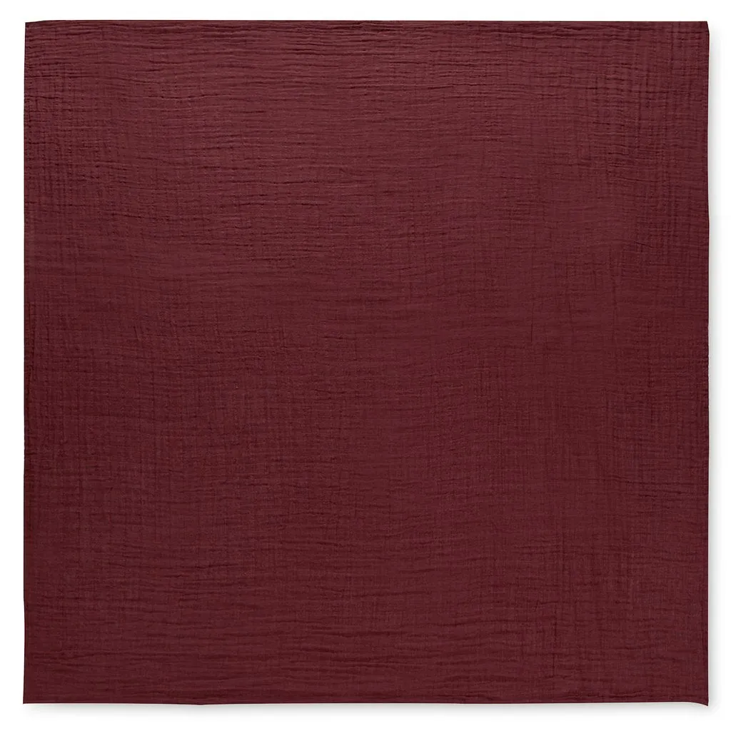 Modern Burlap - Organic Cotton Muslin Swaddle - Maroon