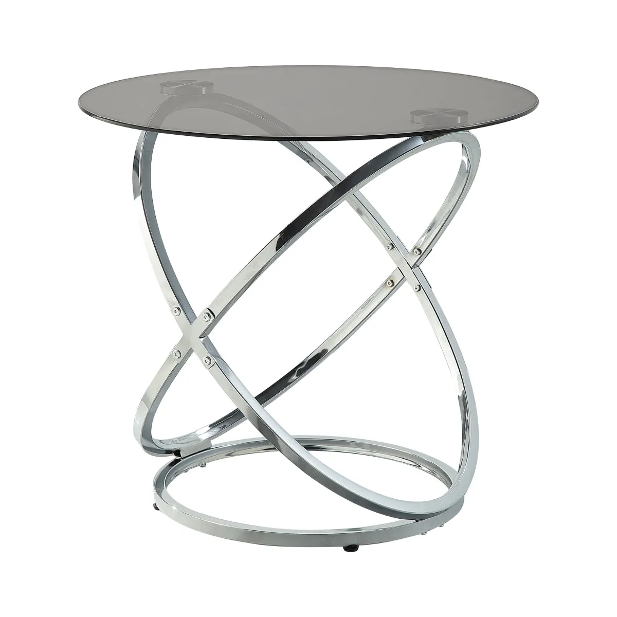 Modern Round End Table with Glass Top & Chrome Base
