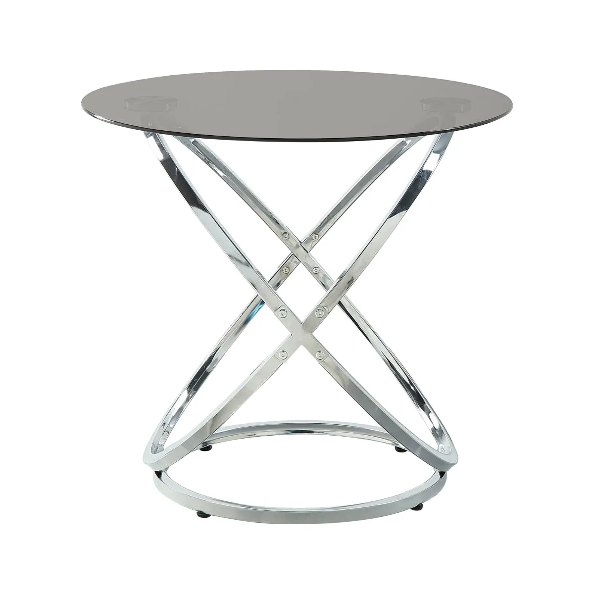 Modern Round End Table with Glass Top & Chrome Base