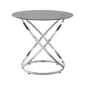 Modern Round End Table with Glass Top & Chrome Base