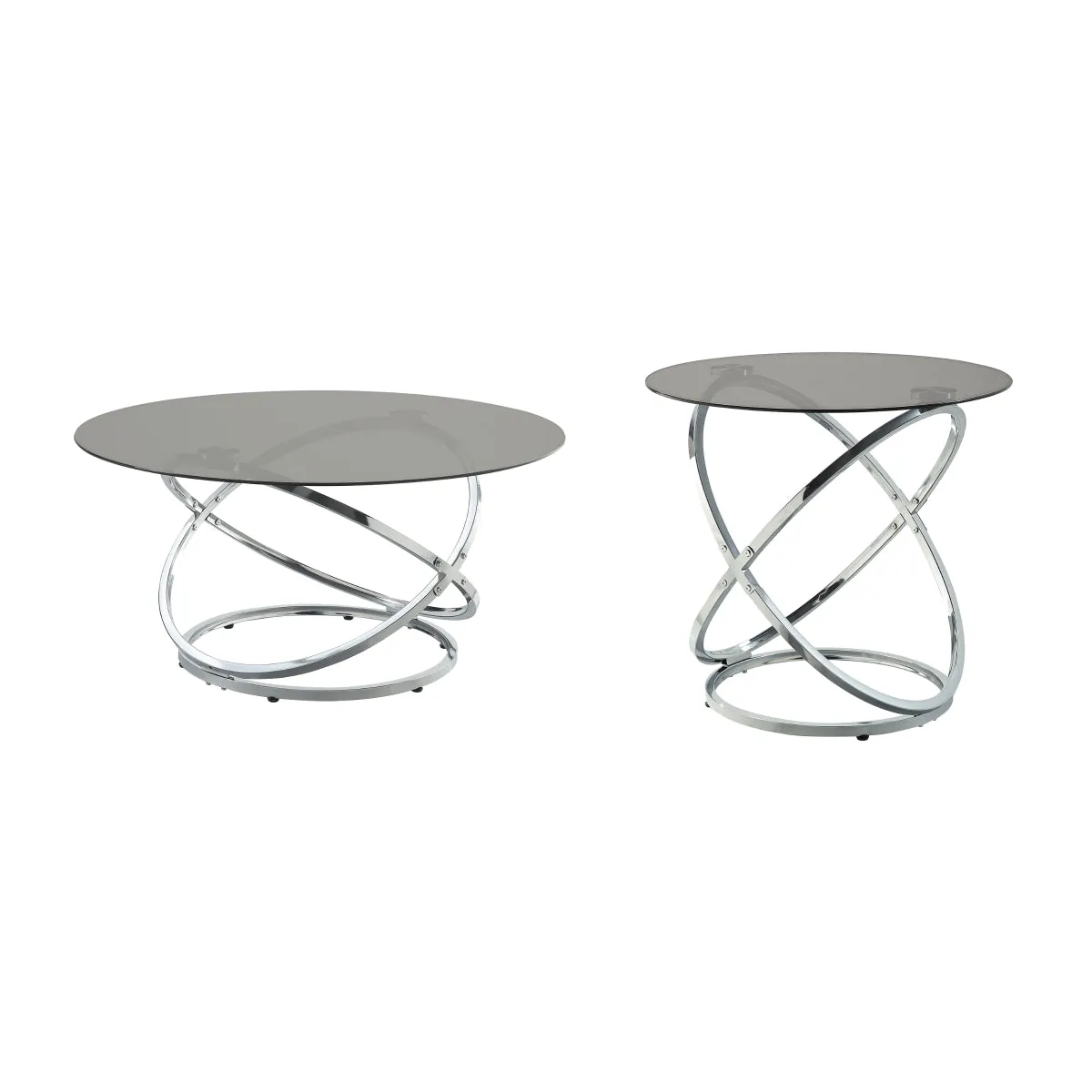 Modern Round End Table with Glass Top & Chrome Base