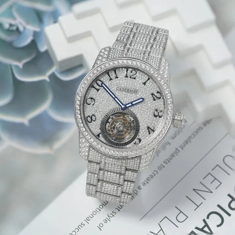 Moissanite Watches Luxury Brand Stainless Steel Machanical Wristwatches For Men Business Watch Luxury