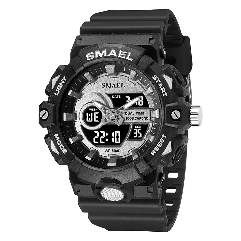 New Men Watch Sports 50M Waterproof Dual Time Digital Analog Clock 8081 Stopwatch Week Display Casual Wristwatches Sport Watches