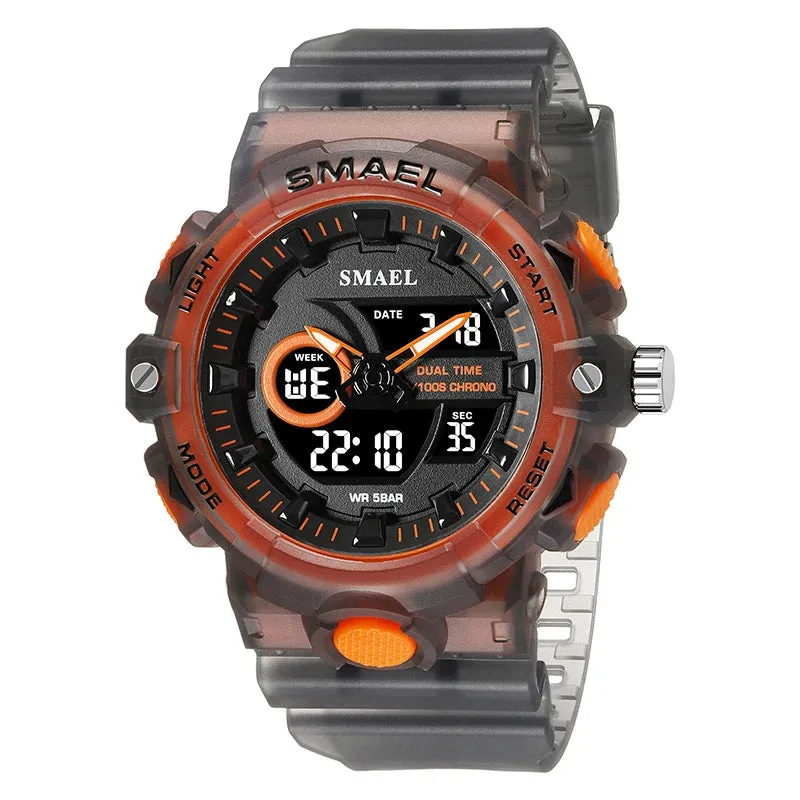 New Men Watch Sports 50M Waterproof Dual Time Digital Analog Clock 8081 Stopwatch Week Display Casual Wristwatches Sport Watches