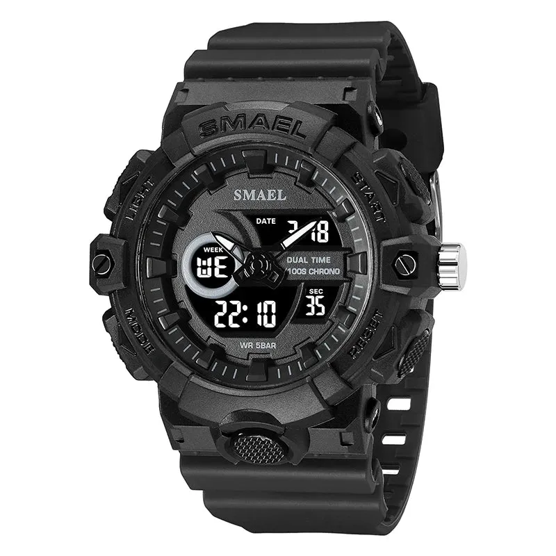 New Men Watch Sports 50M Waterproof Dual Time Digital Analog Clock 8081 Stopwatch Week Display Casual Wristwatches Sport Watches