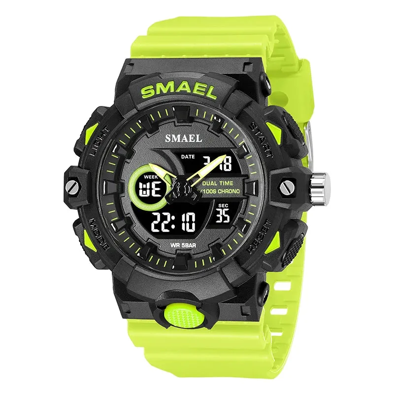 New Men Watch Sports 50M Waterproof Dual Time Digital Analog Clock 8081 Stopwatch Week Display Casual Wristwatches Sport Watches