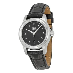 Oris Classic Date Black Dial Black Leather Ladies Watch 01 561 7650 4034-07 5 14 11