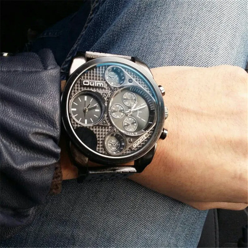 Oulm Luxury Brand Men Full Steel Quartz Watch Golden Big Size Men's Watches Antique Military Watch Male Relogio Masculino