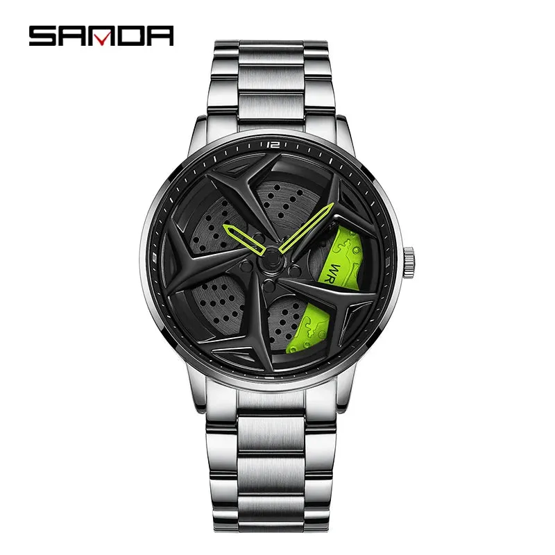P1087 Top Brand Sport Car Wheel Rim Hub Watches for GTR Men Super Watch Stainless Steel Waterproof Wristwatch Male Reloj