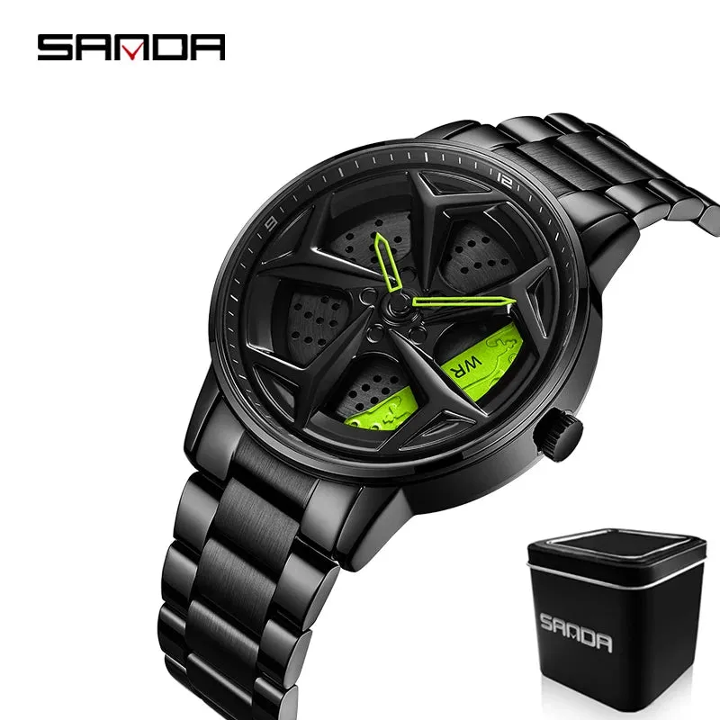 P1087 Top Brand Sport Car Wheel Rim Hub Watches for GTR Men Super Watch Stainless Steel Waterproof Wristwatch Male Reloj
