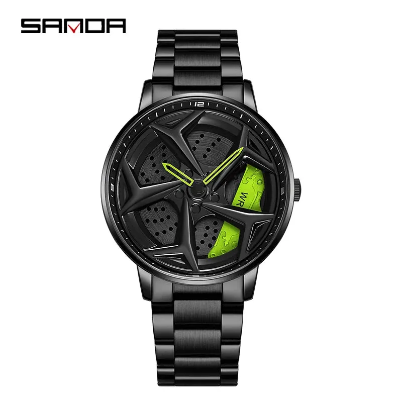 P1087 Top Brand Sport Car Wheel Rim Hub Watches for GTR Men Super Watch Stainless Steel Waterproof Wristwatch Male Reloj