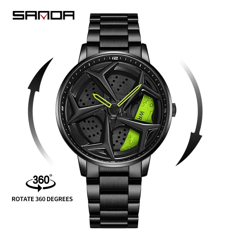 P1087 Top Brand Sport Car Wheel Rim Hub Watches for GTR Men Super Watch Stainless Steel Waterproof Wristwatch Male Reloj