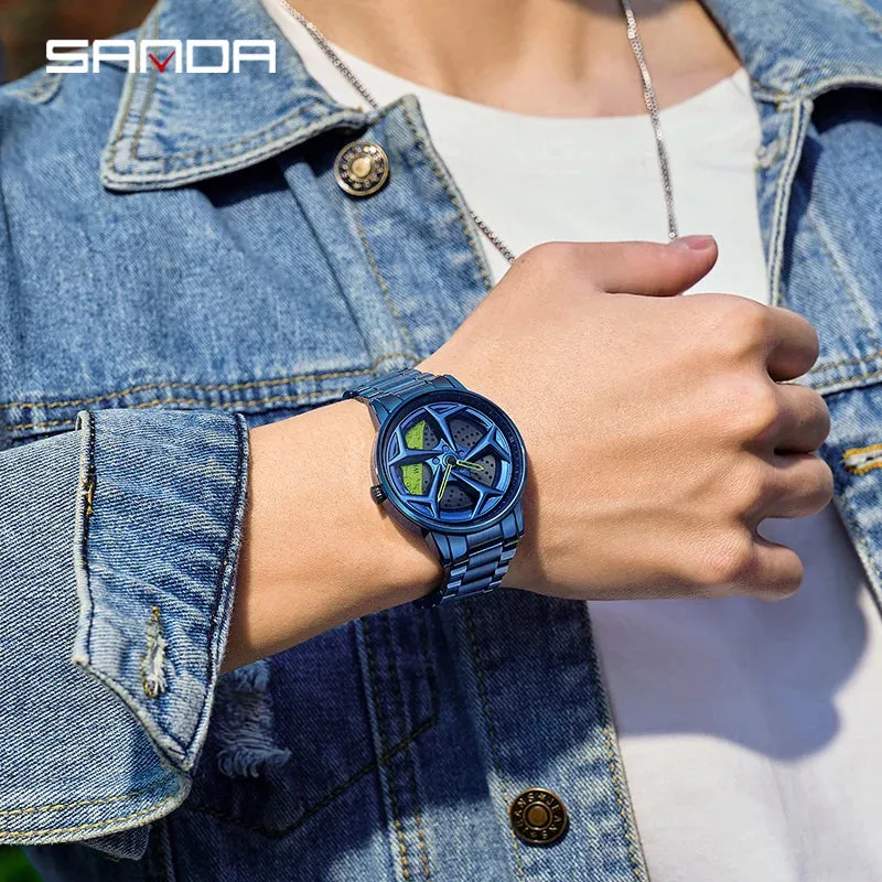 P1087 Top Brand Sport Car Wheel Rim Hub Watches for GTR Men Super Watch Stainless Steel Waterproof Wristwatch Male Reloj