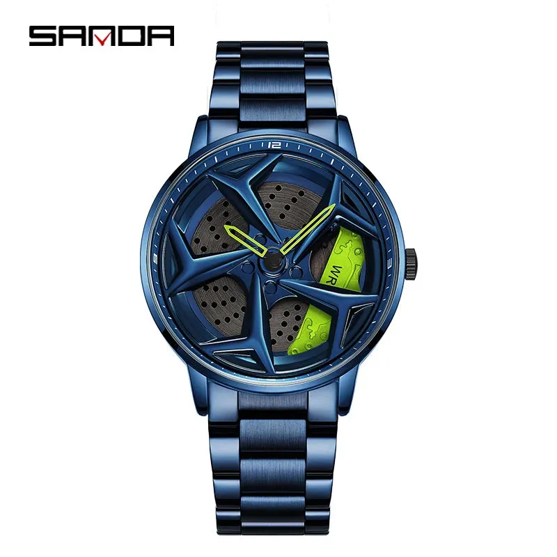 P1087 Top Brand Sport Car Wheel Rim Hub Watches for GTR Men Super Watch Stainless Steel Waterproof Wristwatch Male Reloj