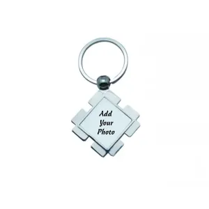 Personalized Photo Keychain - Chrome Diamond Design