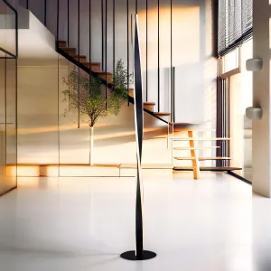 Raelynn Swirl LED Floor Lamp - Black or Brushed Chrome, 1305mm High, PL0258