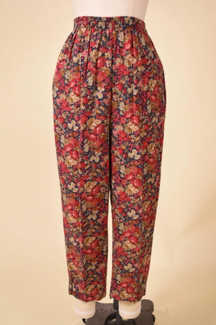 Red Floral Flannel Pants By Laura Ashley, S